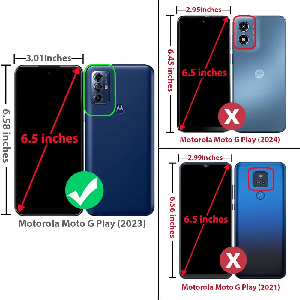 for Motorola Moto G Play 2023 Phone Case, with Tempered Glass Screen Protector, Impact Resistant Metal Ring Magnetic Support Kickstand Drop Protector Cover for Moto G Play 2023 (Black)