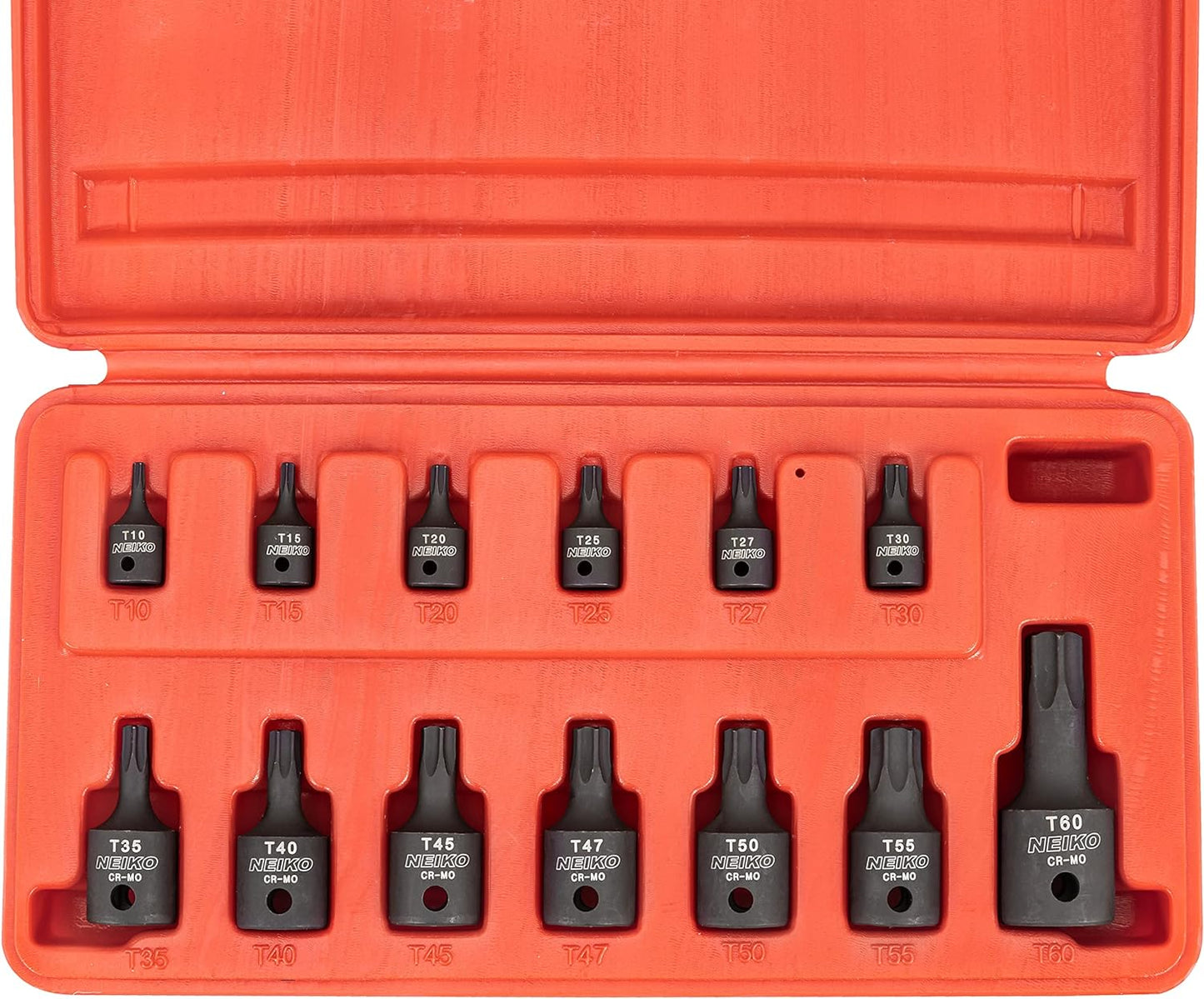 10281B Impact Torx Bit Socket Set, 1/4", 3/8", and 1/2" Drive, 6 Point Star Sockets, Heavy Duty Impact Grade Cr-Mo, T10 to T60 High Impact, Professional Grade Auto & Motorcycle Mechanic Socket
