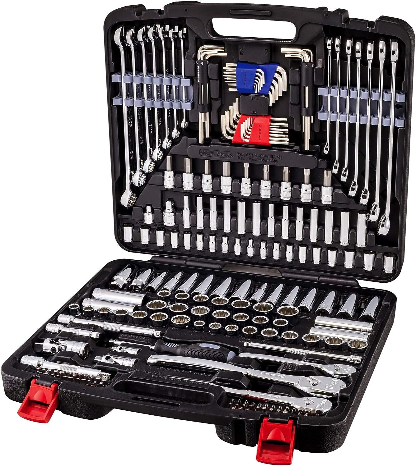200 Piece 1/4-Inch, 3/8-Inch, and 1/2-Inch Drive Mechanics Tool Set - with SAE and Metric Socket Set, XT 90 Tooth Seal-Head Ratchets, Including Case - 642472