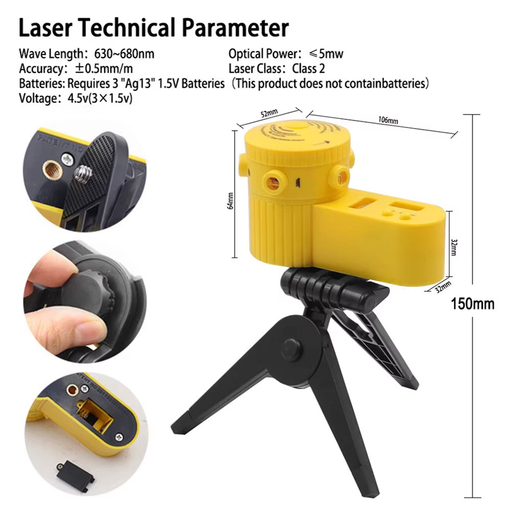 Laser Level Multifunction 4 in 1 Household Level Ruler Measuring Laser Ruler with Rotate Tripod Ertical Horizontal Level Tools