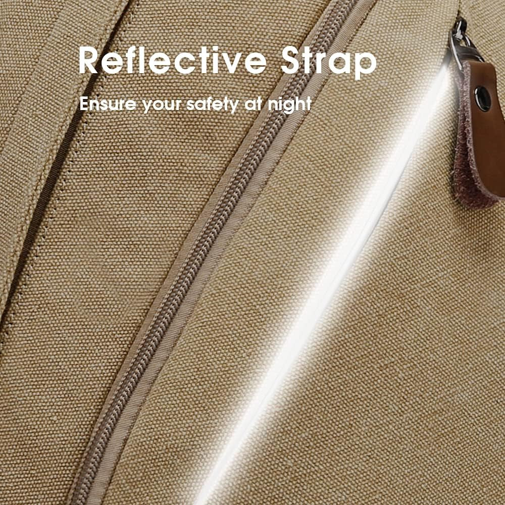 Sling Bag, Crossbody Backpack Canvas Waterproof Daypack Casual Shoulder Bag… (Khaki)…