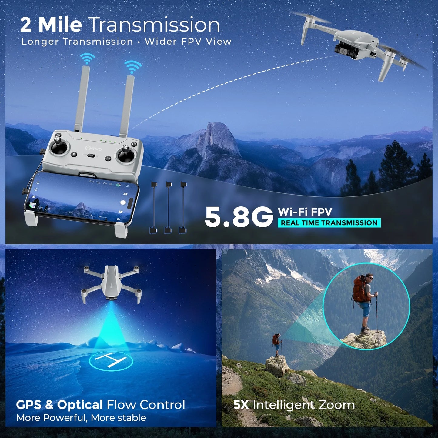 F36 GPS Mini Drone with Camera, 4K UHD, 3-Axis Gimbal, RC Quadcopter, Brushless Motor, Foldable Design, FPV, Auto Return & Smart Features, Beginners & Enthusiasts - Silver