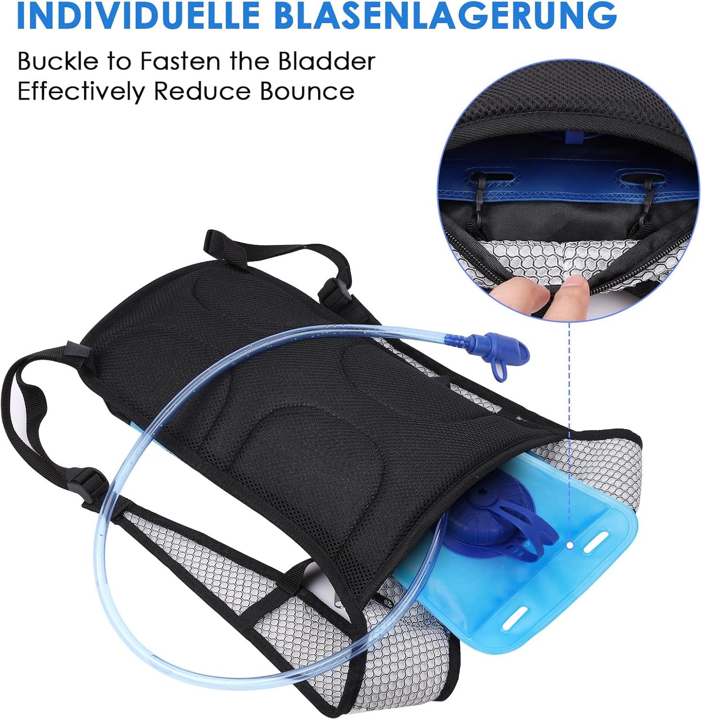 Light Hydration Backpack with 2L Water Baldder Lightweight Hydration Packs Rucksack Water Backpack for Running Hiking Camping Skiing Cycling Daypack (Blue)