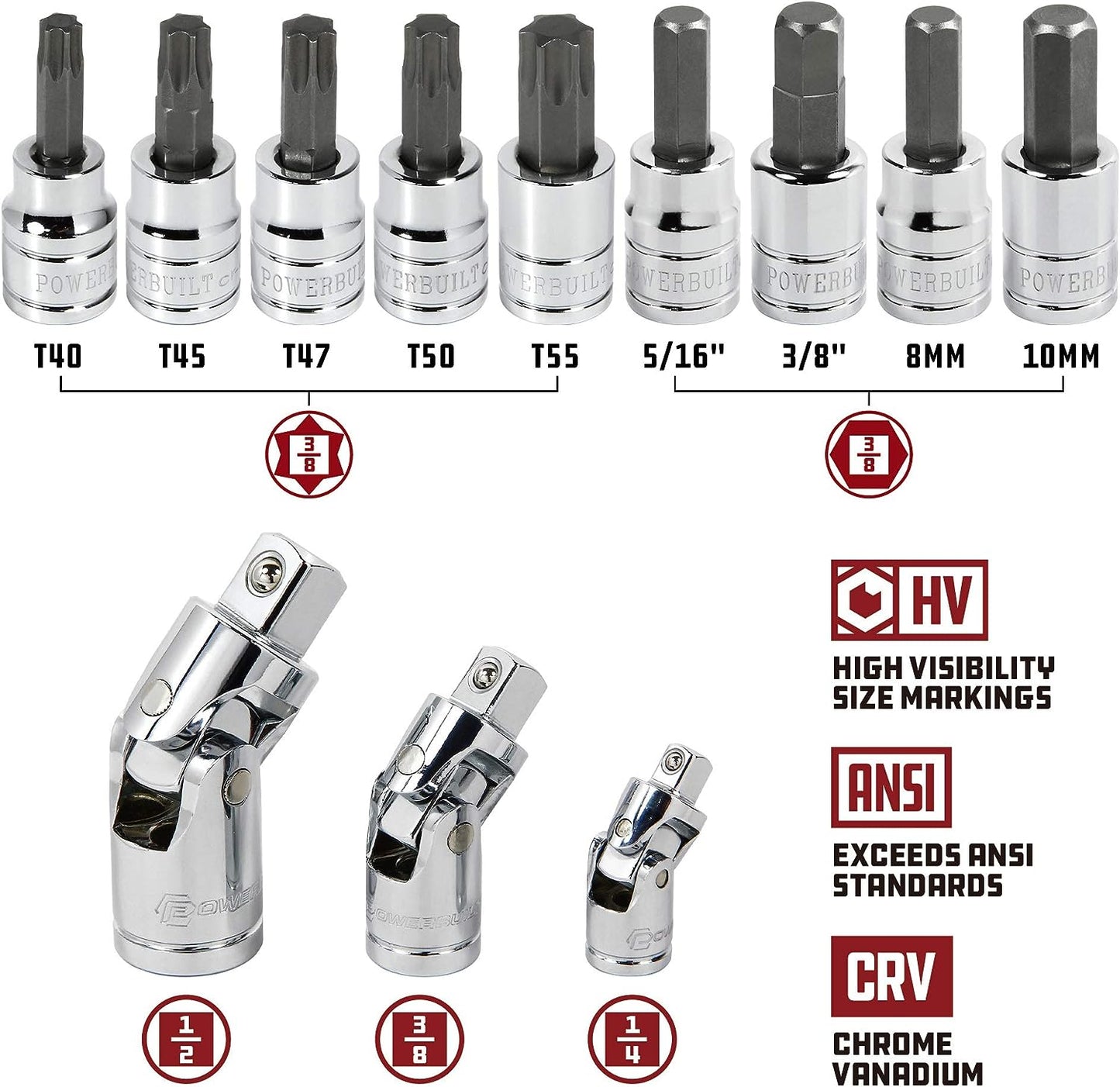 200 Piece 1/4-Inch, 3/8-Inch, and 1/2-Inch Drive Mechanics Tool Set - with SAE and Metric Socket Set, XT 90 Tooth Seal-Head Ratchets, Including Case - 642472