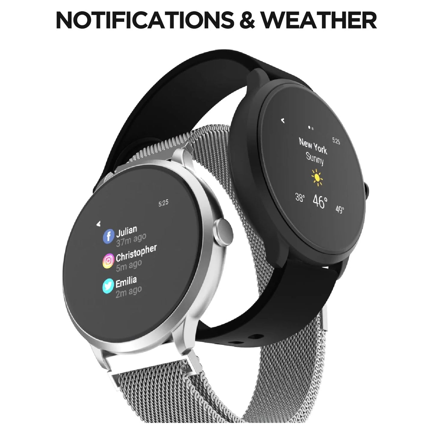 Sport 3 Smart Watch & Fitness Tracker, Women & Men, (43Mm), Silver Mesh Band