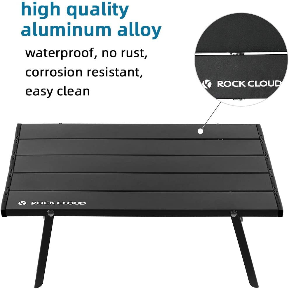 Folding Beach Table Aluminum Portable Camping Table Ultralight, Black