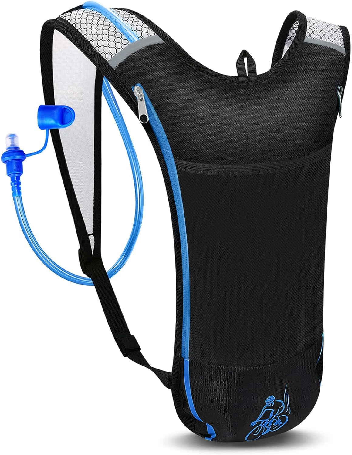 Light Hydration Backpack with 2L Water Baldder Lightweight Hydration Packs Rucksack Water Backpack for Running Hiking Camping Skiing Cycling Daypack (Blue)