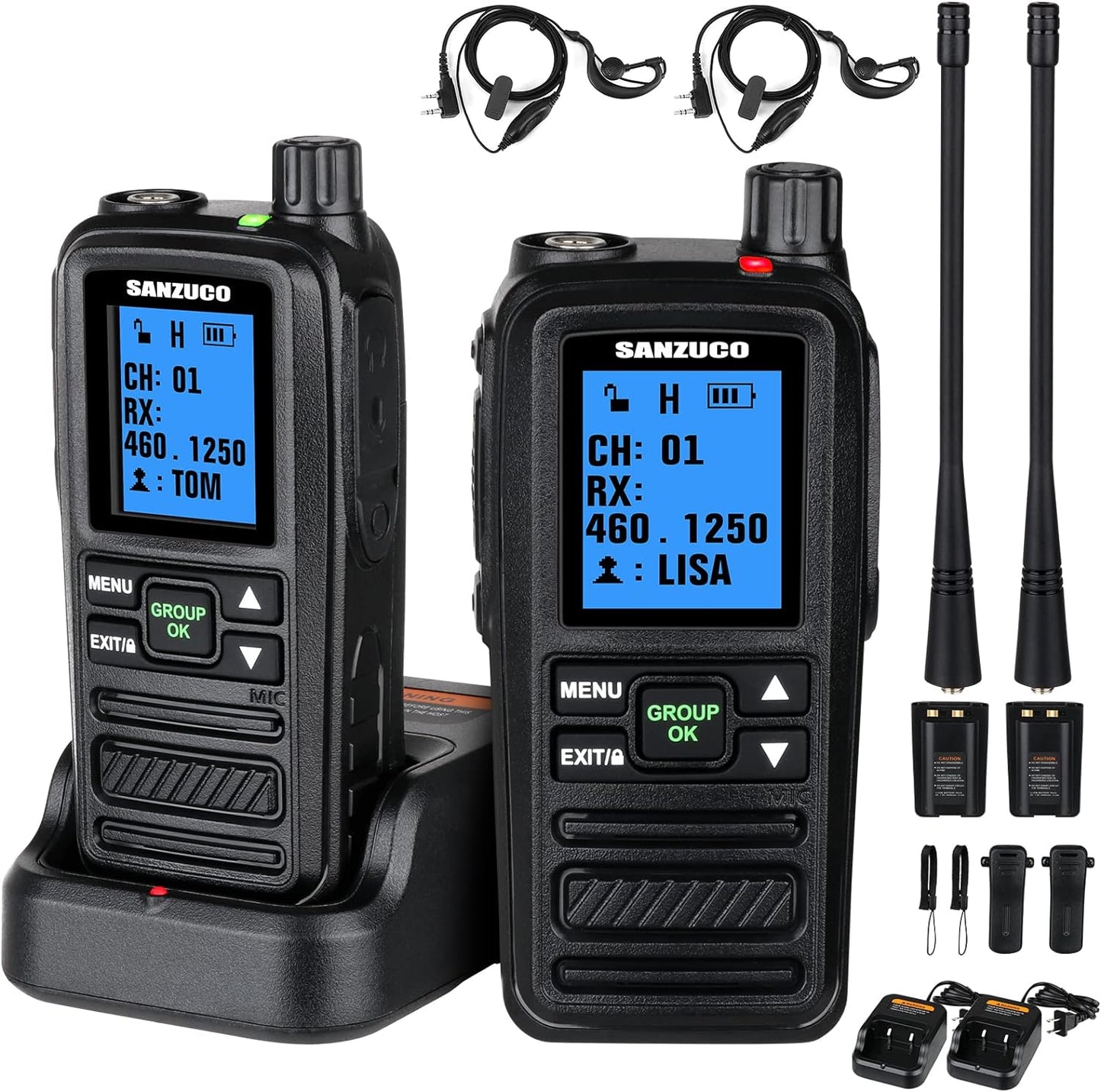 Walkie Talkies for Adults Two Way Radio Long Range 5 Miles Distance Rechargeable 2 Two Radio 2000Mah Battery(2 Pack)