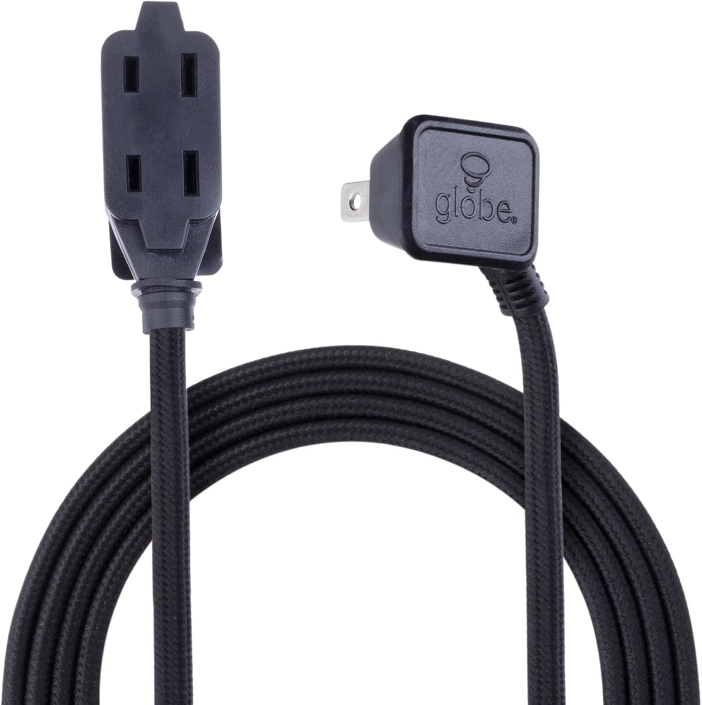 Electric 22810 9Ft Fabric Extension Cord, 3 Polarized Outlets, Right Angle Plug, 125 Volts, Black, Extension Cord with Multiple Outlets, Multi Plug Outlet, Electrical Outlet, Home Improvement