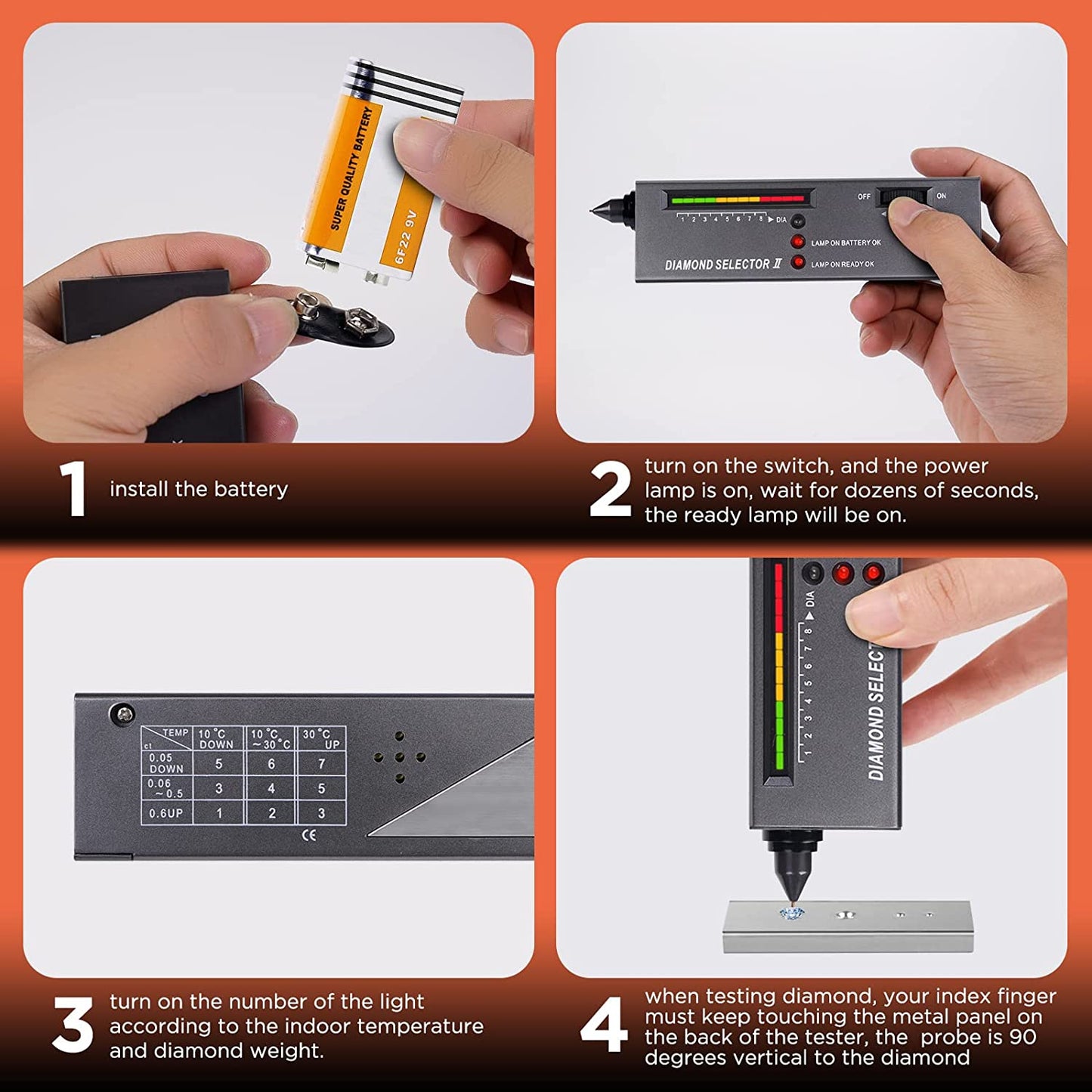 Professional Diamond Tester, Gem Tester Pen Portable Electronic Diamond Tool for Jewelry Jade Ruby Stone