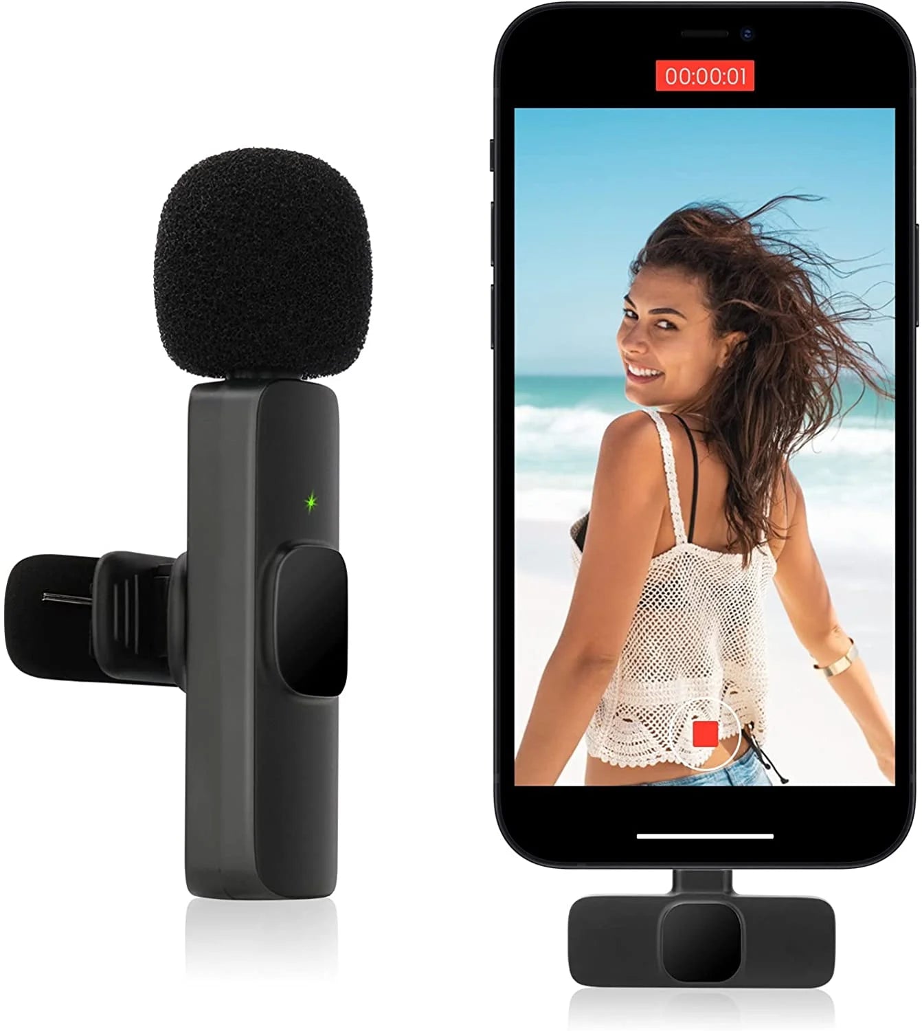 Wireless Lavalier Microphone for Iphone - Lapel Microphone Wireless Microphone with Clip Mini Lapel Mic for External Recording Video Recording