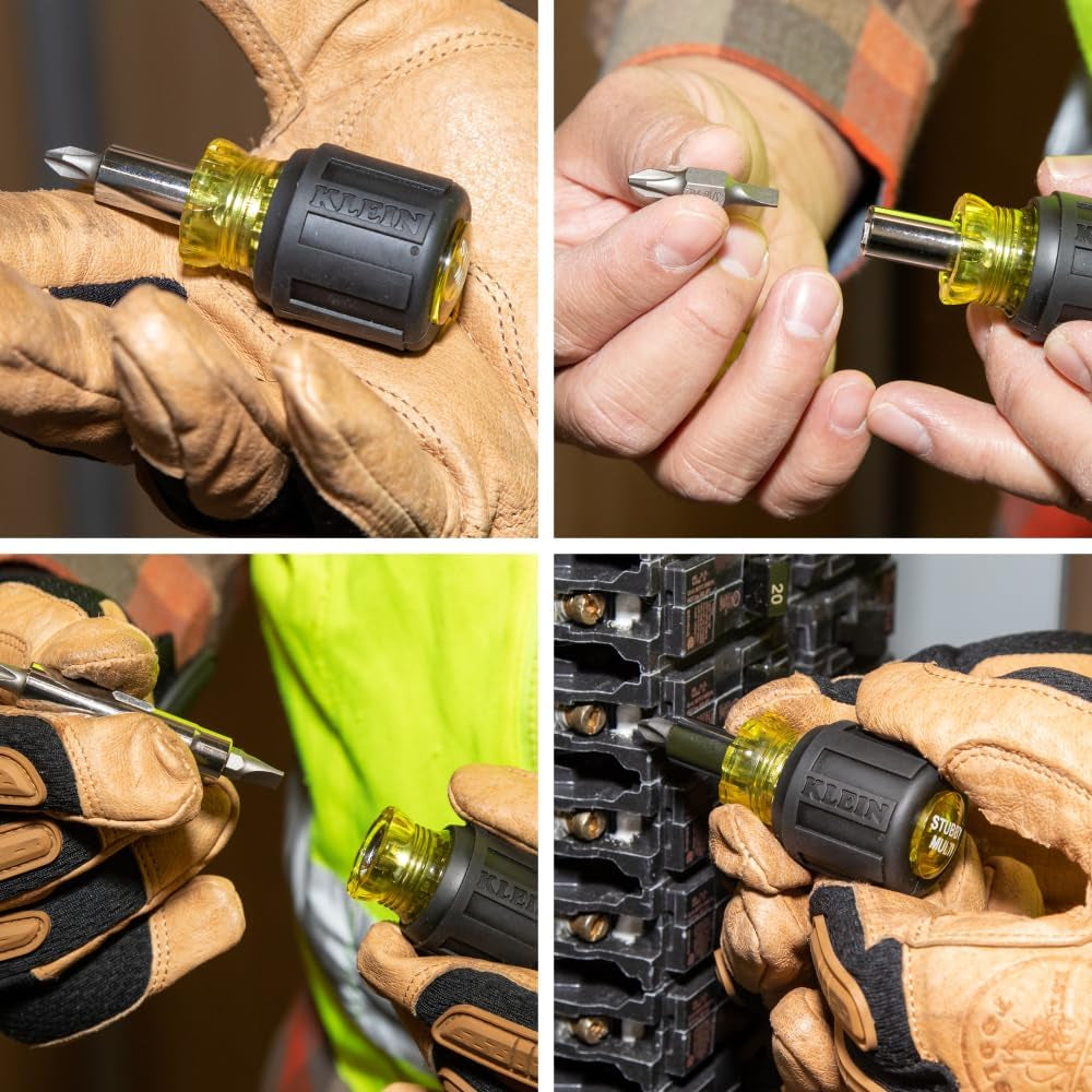 32561 Multi-Bit Screwdriver / Nut Driver, 6-In-1 Stubby Screwdriver with 2 Phillips, 2 Slotted, 2 Nut Drivers