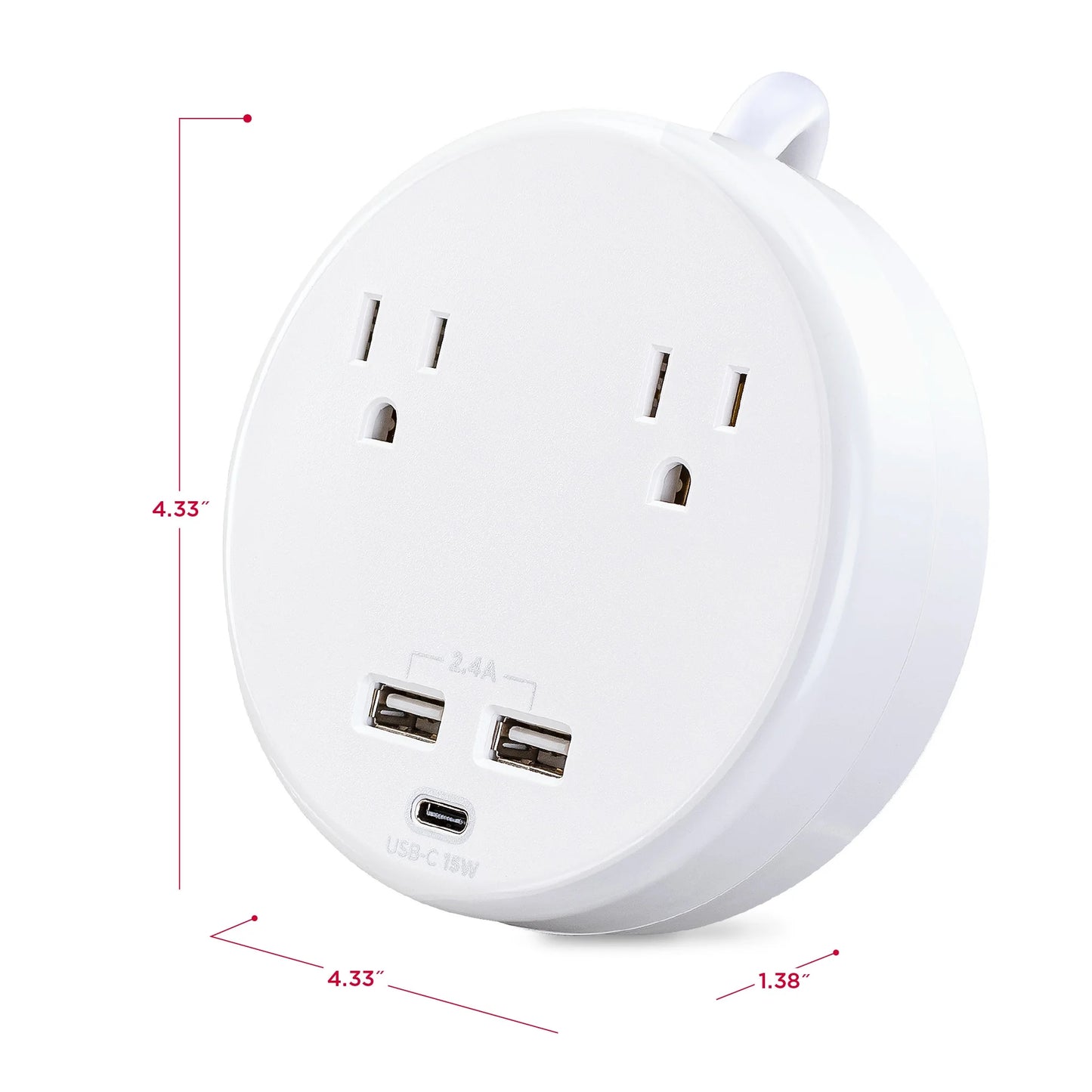 P205UC - 500 Joule White Surge Protector with 2 Outlets, 3 USB Ports and 5 Ft Cord