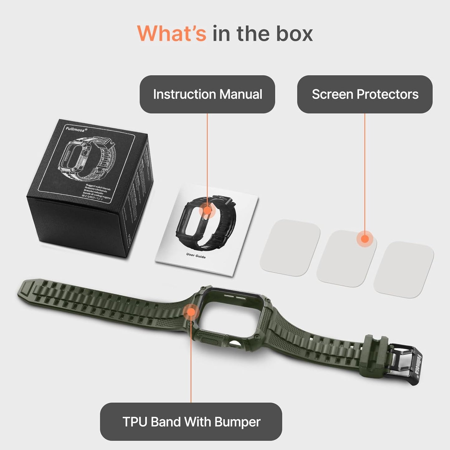 Compatible with Apple Watch Bands 41Mm 40Mm Series 9/8/7/6/5/4/SE2/SE, TPU Rugged Iwatch Strap Military Grade Shockproof Bumper Case with Screen Protector for Men Women (40Mm, Army Green)