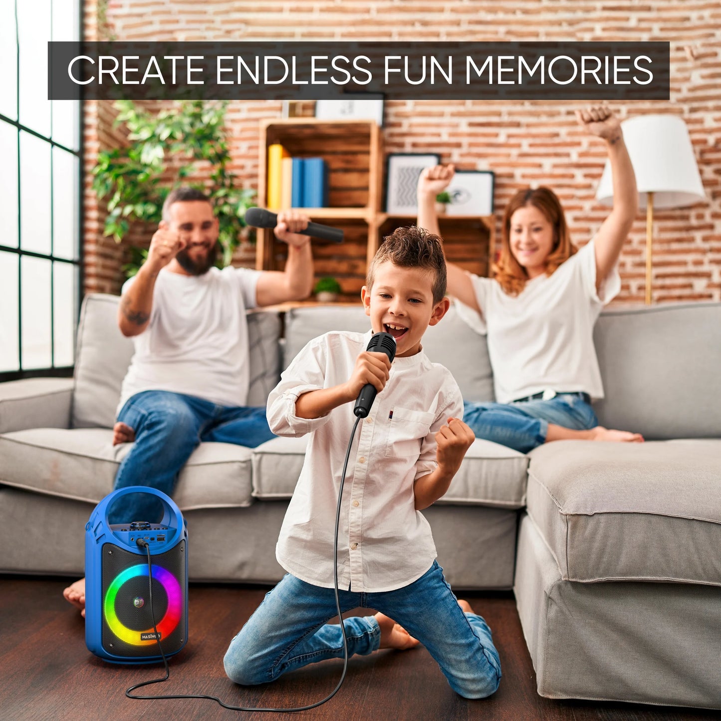 Karaoke Machine for Kids and Adults with 1 Wireless Karaoke Microphone and 1 Wired Mic, PA Portable Speaker System with LED Lights, Supports TF Card/Usb, AUX/MIC In, TWS for Home Party, Burletta C10