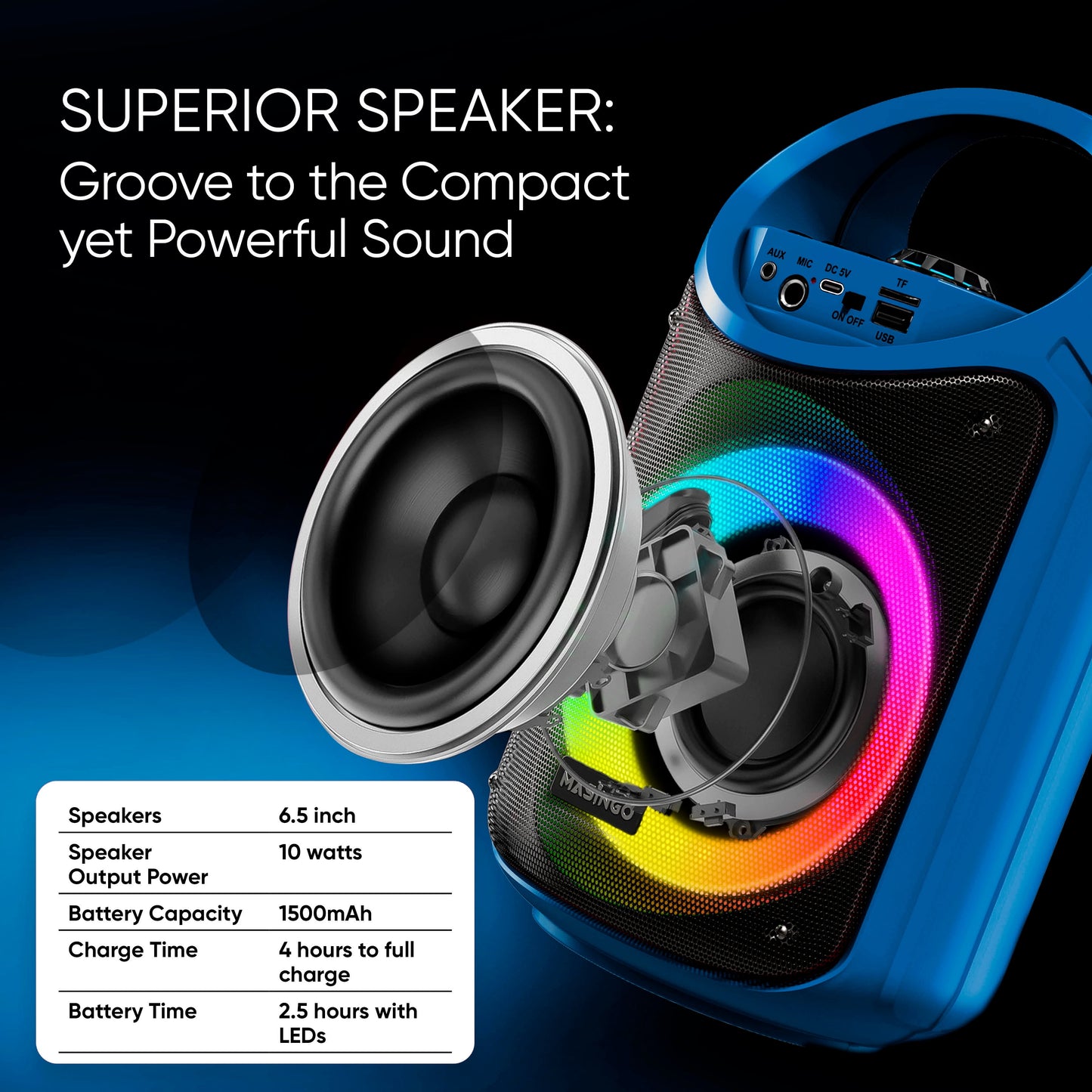 Karaoke Machine for Kids and Adults with 1 Wireless Karaoke Microphone and 1 Wired Mic, PA Portable Speaker System with LED Lights, Supports TF Card/Usb, AUX/MIC In, TWS for Home Party, Burletta C10
