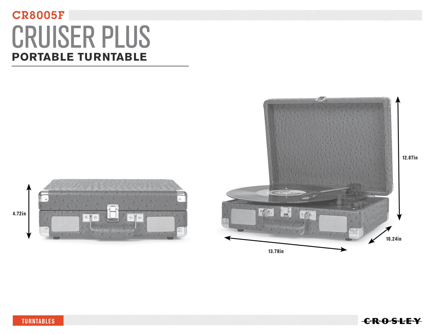 Cruiser plus Vinyl Record Player with Speakers and Wireless Bluetooth - Audio Turntables