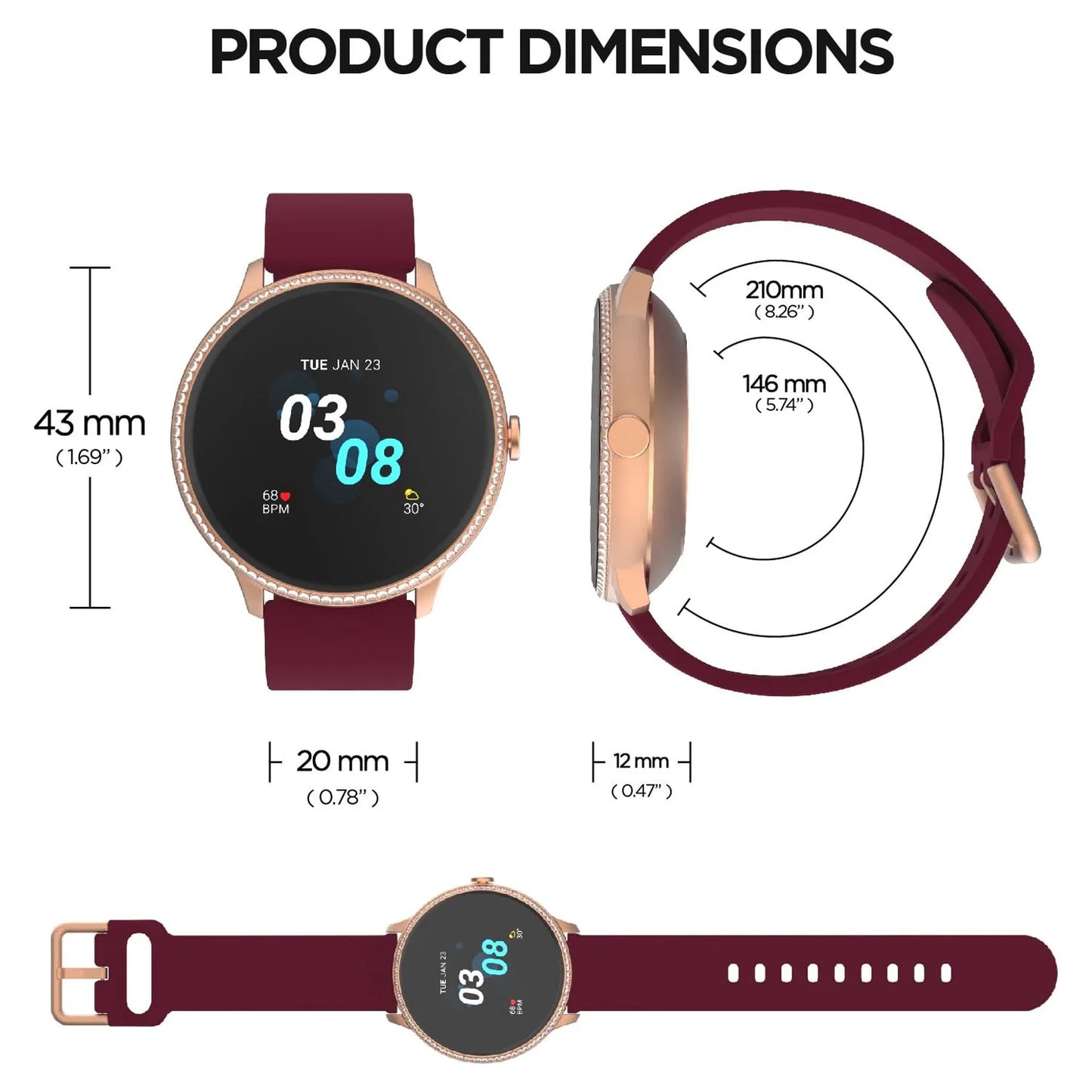 Sport 3 Smart Watch & Fitness Tracker, Women & Men, (43Mm), Silver Mesh Band