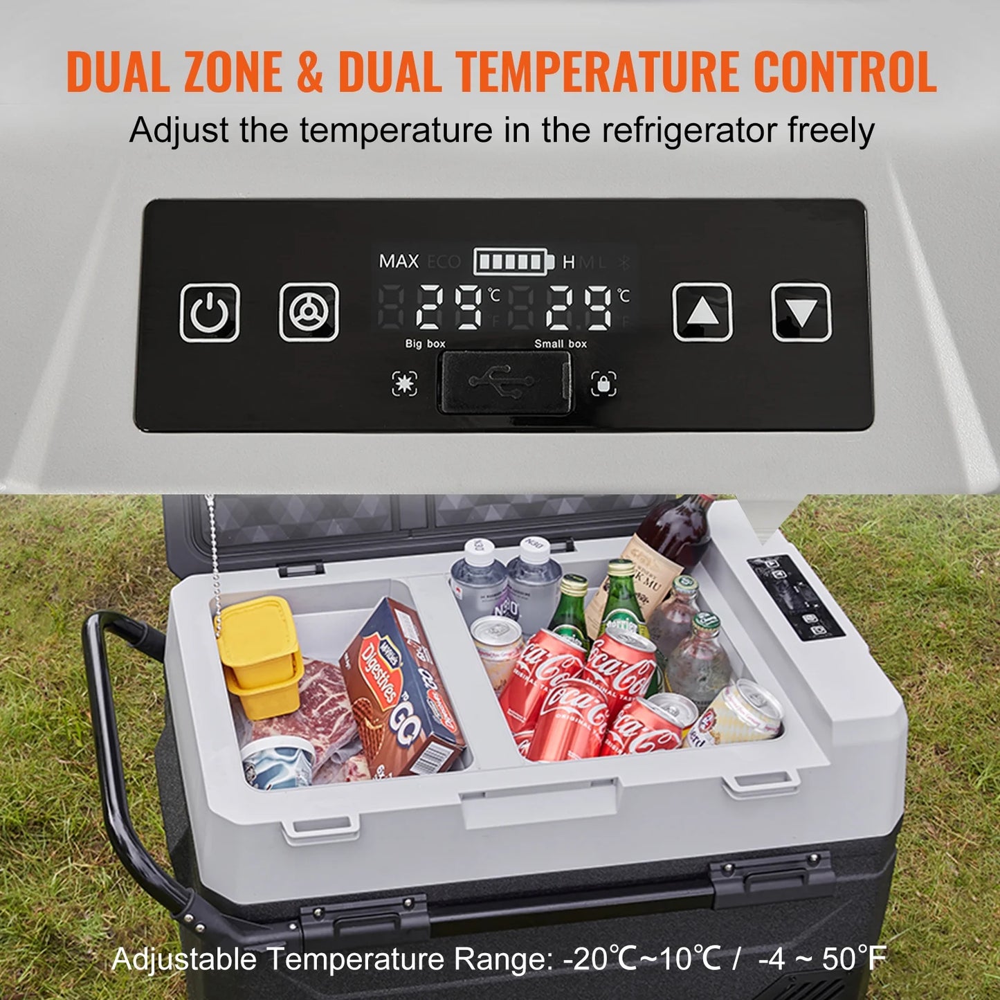 12 Volt RV Car Refrigerator Portable Freezer 48Qt Dual Zone with APP Control
