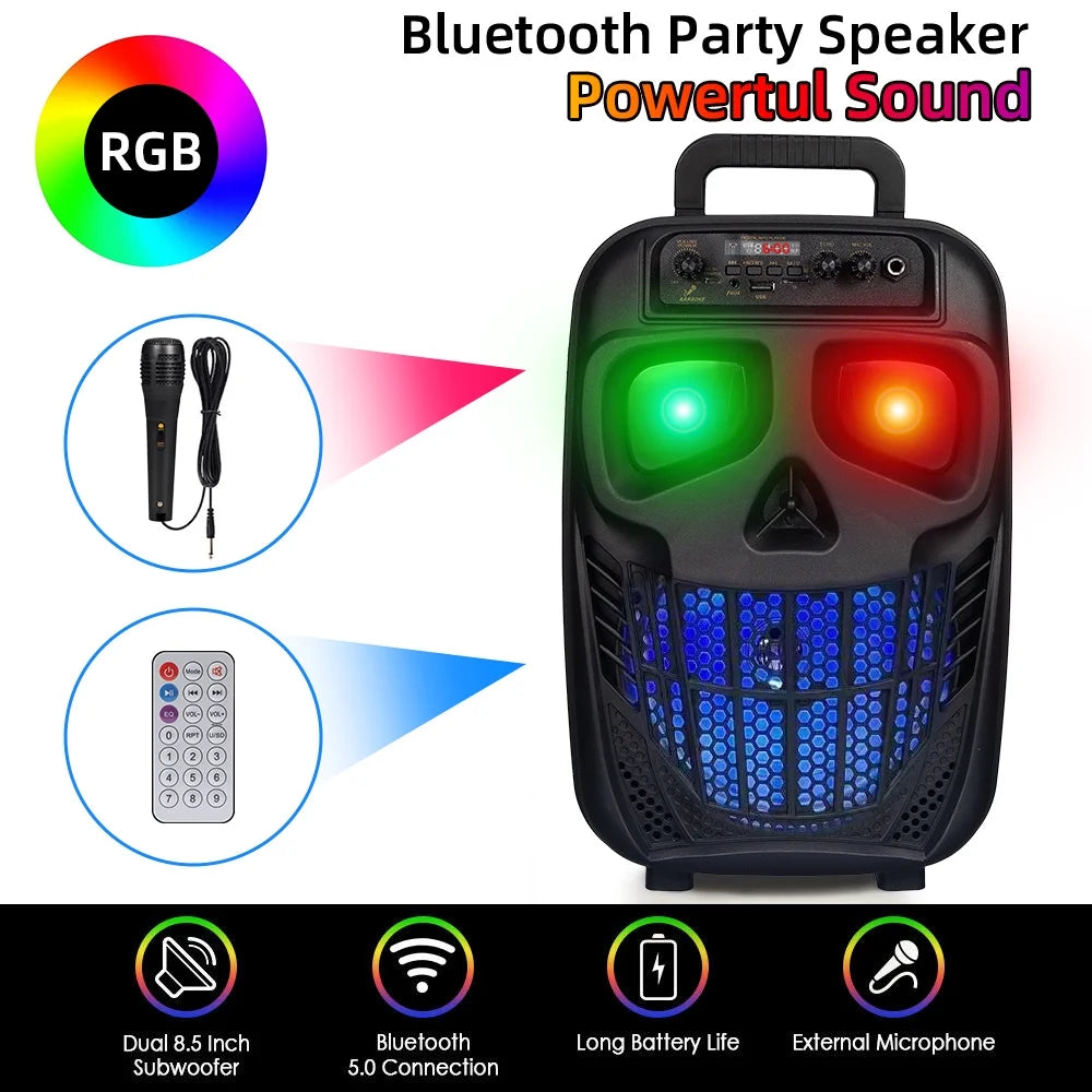1500W Portable Bluetooth Speaker Woofer Heavy Bass Sound System Party & Mic