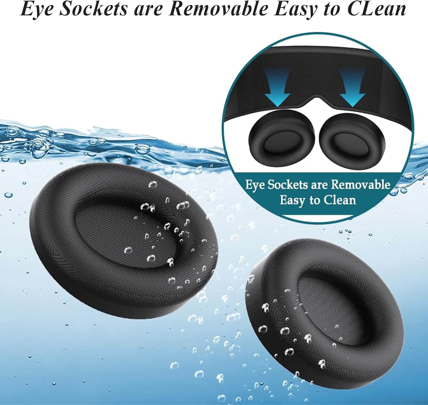 Sleep Mask with Bluetooth Headphones, 3D Contoured Sleep Eye Mask with Adjustable Eye Cups & Headband, Controllable Display, Blackout, Soft Comfortable, Travel Sleep Mask for Women Men Black