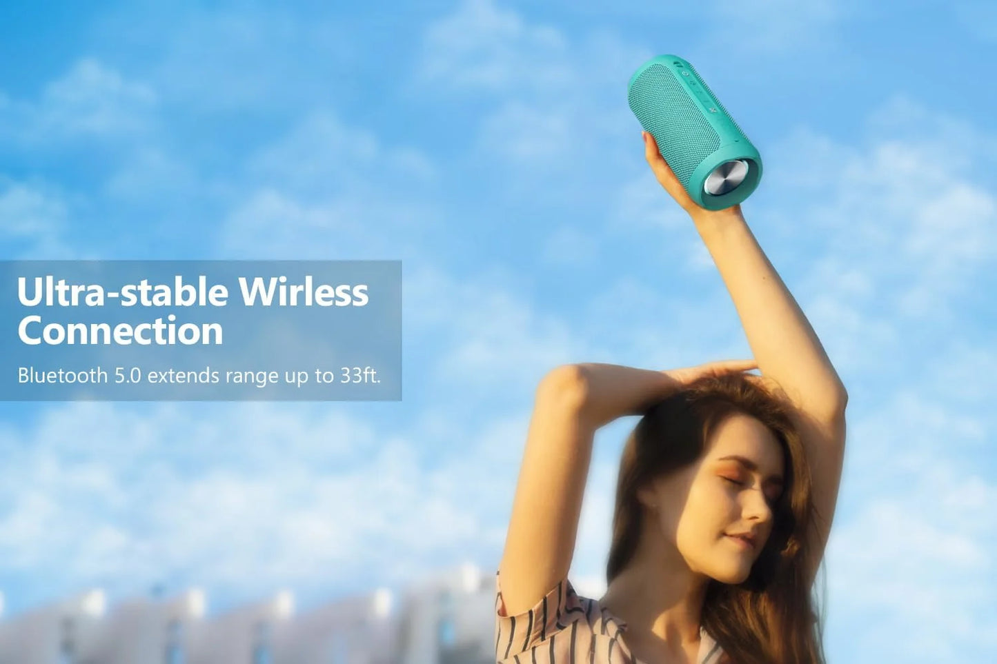 Bluetooth Portable Speaker, Waterproof, Wireless, 20W, 20H Playtime, Teal, New