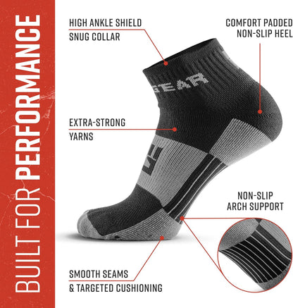 Quarter Crew Trail Socks, Blister-Resistant, Sweat-Resistant & Quick-Drying, Cushioned Footbed, Made in USA, 2-Pack
