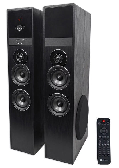 TM80B Black Home Theater System Tower Speakers 8" Sub/Bluetooth/Usb