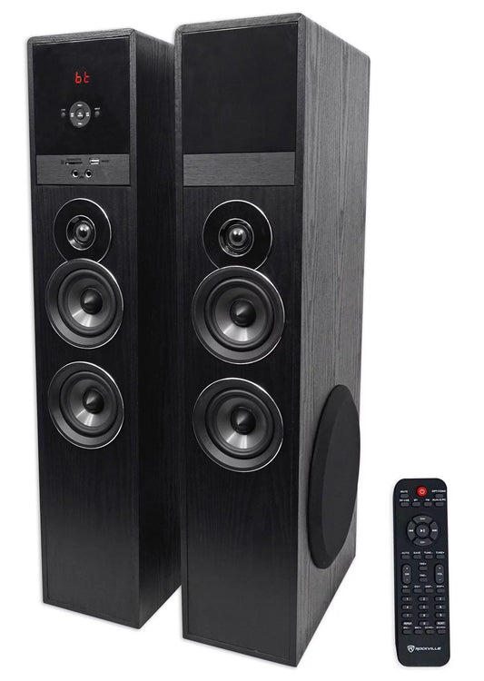 TM80B Black Home Theater System Tower Speakers 8" Sub/Bluetooth/Usb