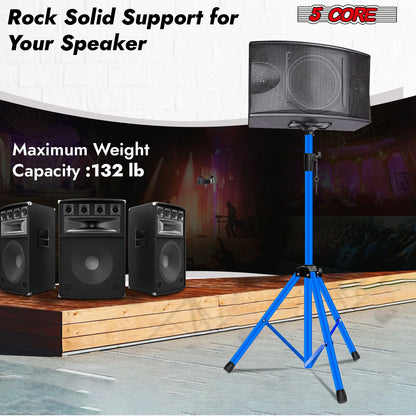 5Core Speaker Stand Tripod Tall Adjustable 72 Inch DJ Pole Mount Studio Monitor Stands SKY BLUE 1 PK