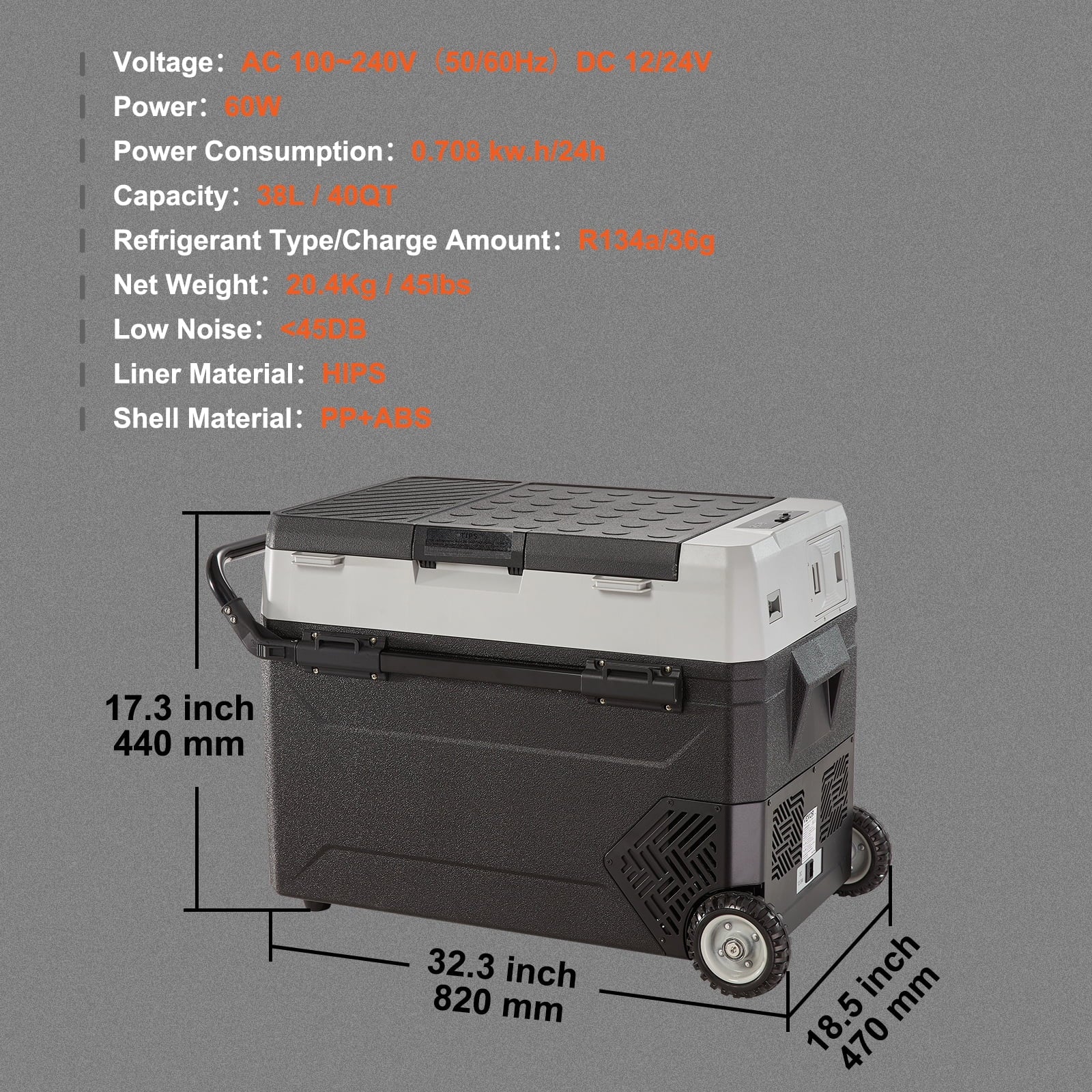 12 Volt RV Car Refrigerator Portable Freezer 48Qt Dual Zone with APP Control