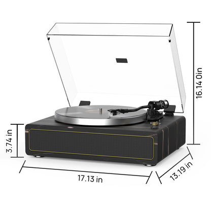 Record Player Support Bluetooth Belt-Drive Turntable Built-In Speakers, Black