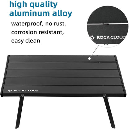 Folding Beach Table Aluminum Portable Camping Table Ultralight, Black