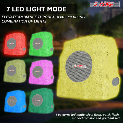 5Core Outdoor Wireless Speakers Bluetooth Rock Waterproof Linkable TWS Garden Speaker GRAY 1 PC