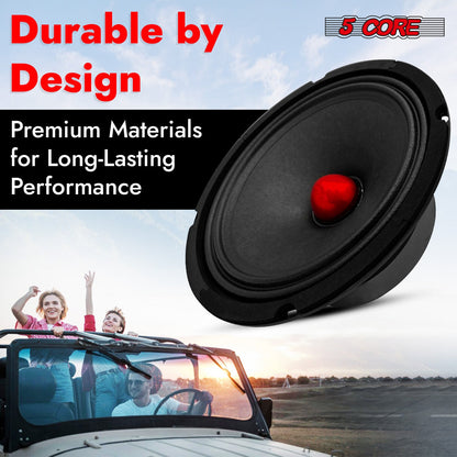 5Core 8 Inch Midrange Door Speaker 500W Subwoofer W Aluminum Bullet 4Ω Sub Woofer 1 PC