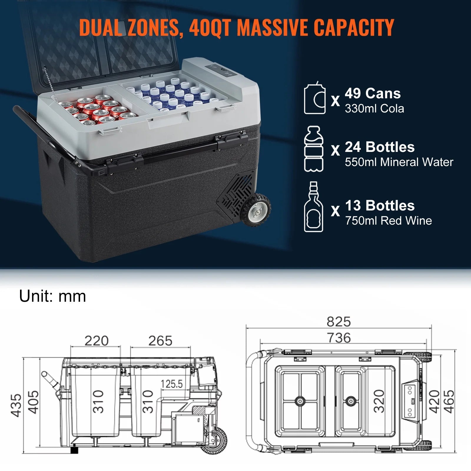 12 Volt RV Car Refrigerator Portable Freezer 48Qt Dual Zone with APP Control