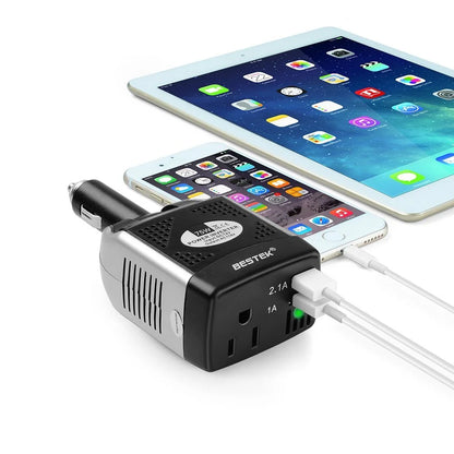 75W Portable Car Power Inverter DC 12V to 110V AC Power Inverter with 3.1A 2 USB Ports