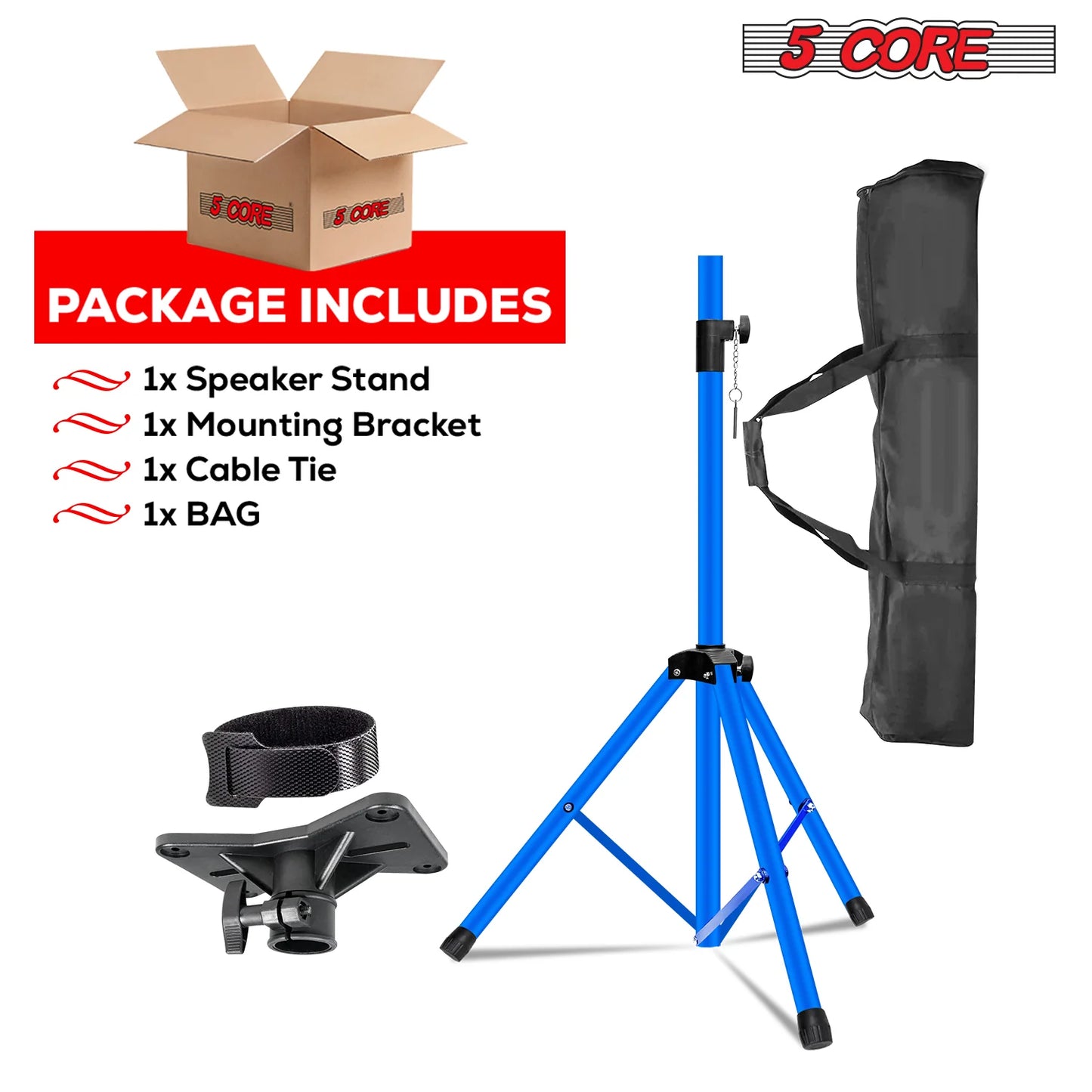 5Core Speaker Stand Tripod Tall Adjustable 72 Inch DJ Pole Mount Studio Monitor Stands SKY BLUE 1 PK