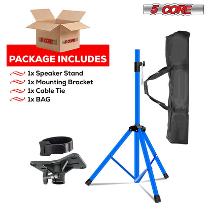 5Core Speaker Stand Tripod Tall Adjustable 72 Inch DJ Pole Mount Studio Monitor Stands SKY BLUE 1 PK