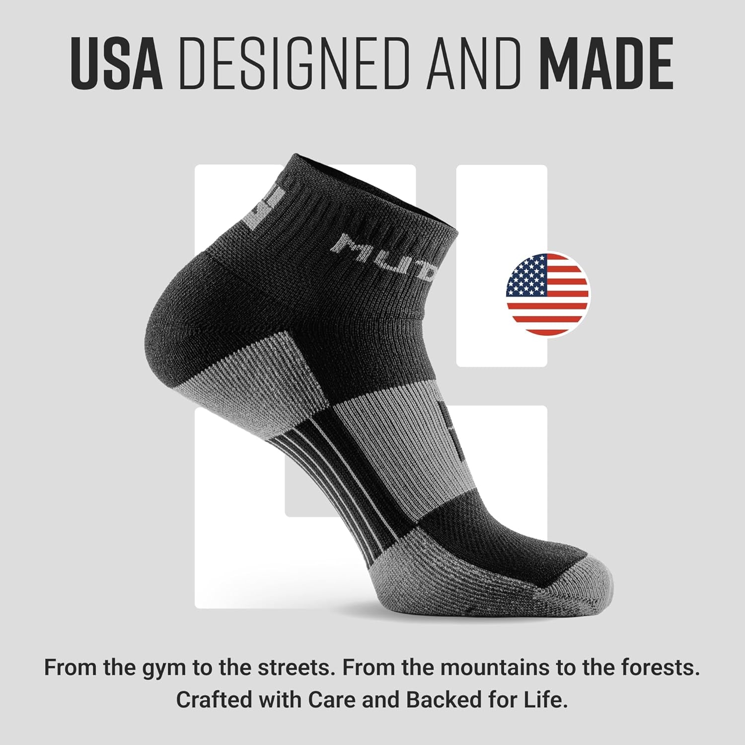 Quarter Crew Trail Socks, Blister-Resistant, Sweat-Resistant & Quick-Drying, Cushioned Footbed, Made in USA, 2-Pack
