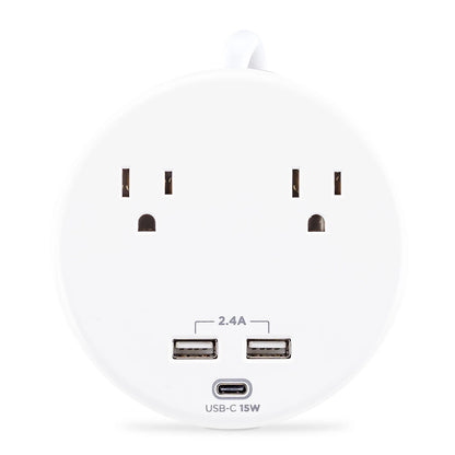 P205UC - 500 Joule White Surge Protector with 2 Outlets, 3 USB Ports and 5 Ft Cord