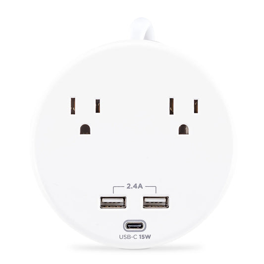 P205UC - 500 Joule White Surge Protector with 2 Outlets, 3 USB Ports and 5 Ft Cord