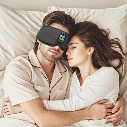 Sleep Mask with Bluetooth Headphones, 3D Contoured Sleep Eye Mask with Adjustable Eye Cups & Headband, Controllable Display, Blackout, Soft Comfortable, Travel Sleep Mask for Women Men Black