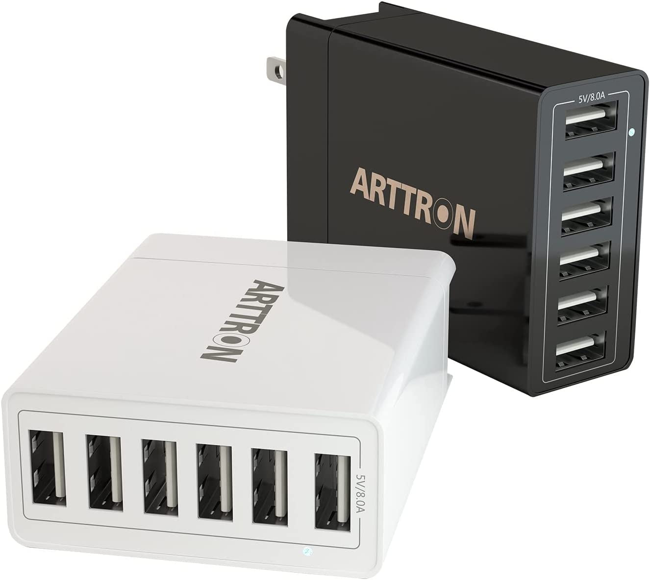 USB Wall Charger Adapter,  40W 6-Port Foldable Wall Plug Multiport Charger for Iphone Ipad Tablets Smartphones, Home Office Use