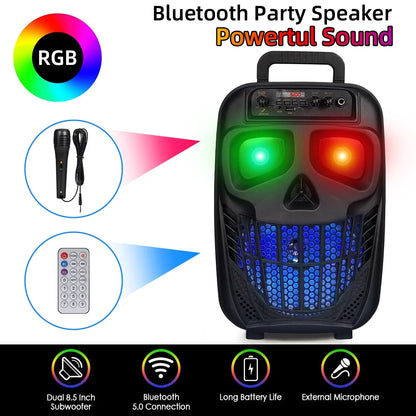 1500W Portable Bluetooth Speaker Woofer Heavy Bass Sound System Party & Mic