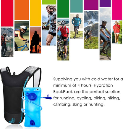 Light Hydration Backpack with 2L Water Baldder Lightweight Hydration Packs Rucksack Water Backpack for Running Hiking Camping Skiing Cycling Daypack (Blue)